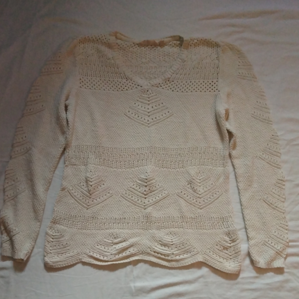 Soft Surroundings Cream V-Neck Sweater